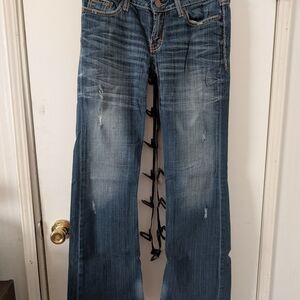 BKE Flare Women's Jeans in Distressed Blue